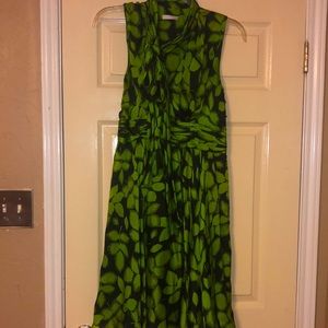 Badgley Mischka Green and Black Midi Dress